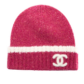 Chanel CC Logo Wool Beanie Red